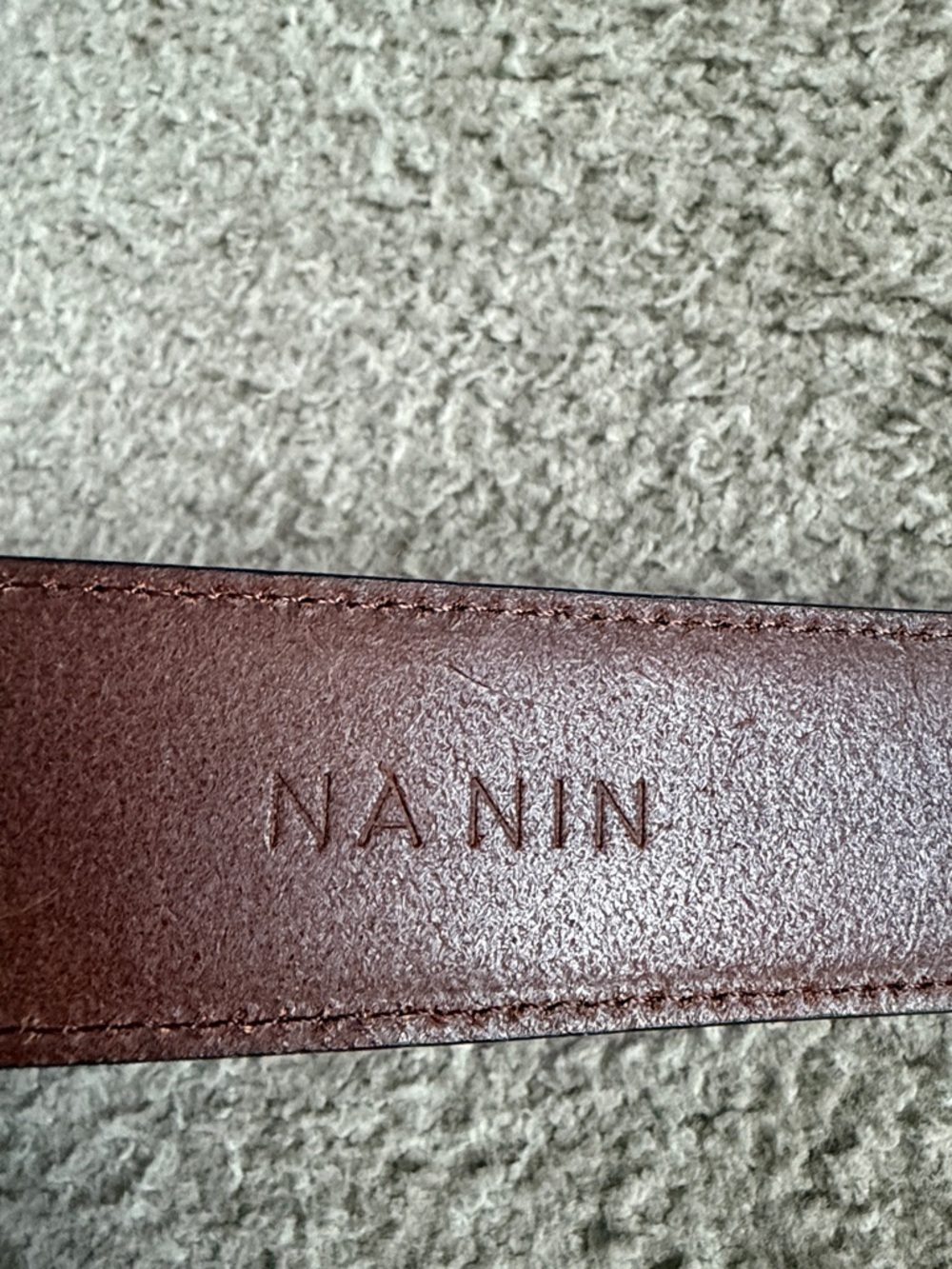 Na Nin Croc Embossed “Delaney” Leather Belt- Brown - Picture 4 of 6
